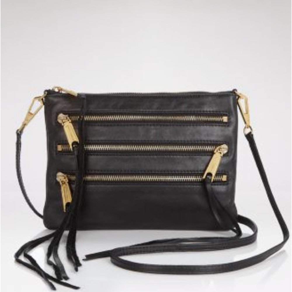 Rebecca Minkoff Black Crossbody Bag with Gold Zippers